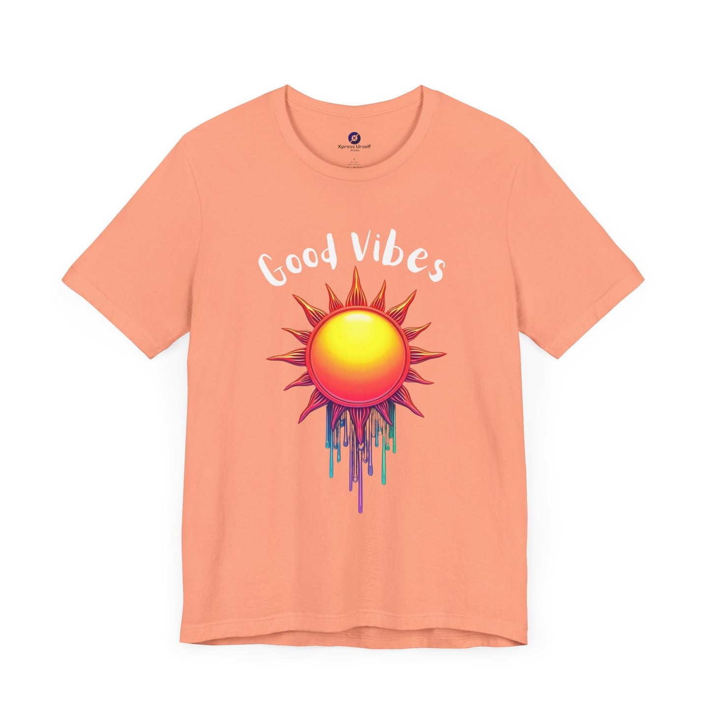 Good Vibes Unisex Short Sleeve Tee - Colorful Sun Design