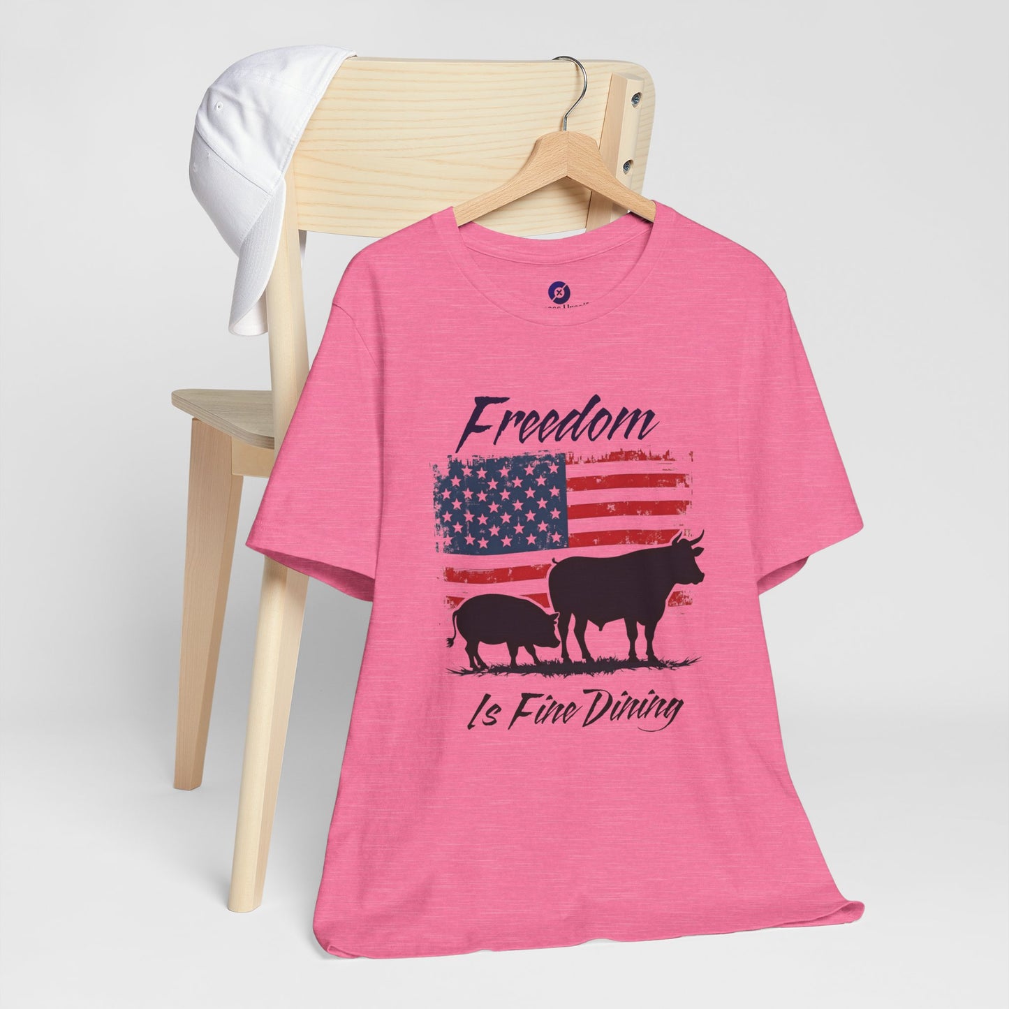 Freedom Is Fine Dining Unisex Jersey Tee - Patriotic Farm Theme