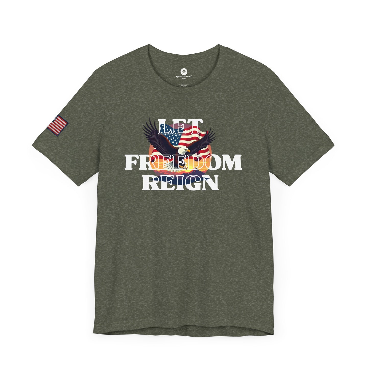 Freedom Reign Unisex Short Sleeve Tee - Patriotic Eagle Design
