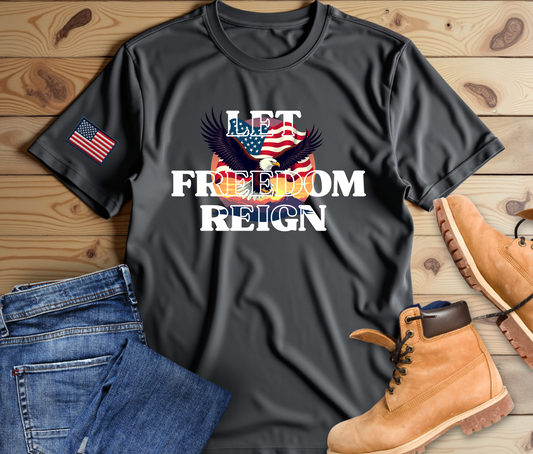 Freedom Reign Unisex Short Sleeve Tee - Patriotic Eagle Design