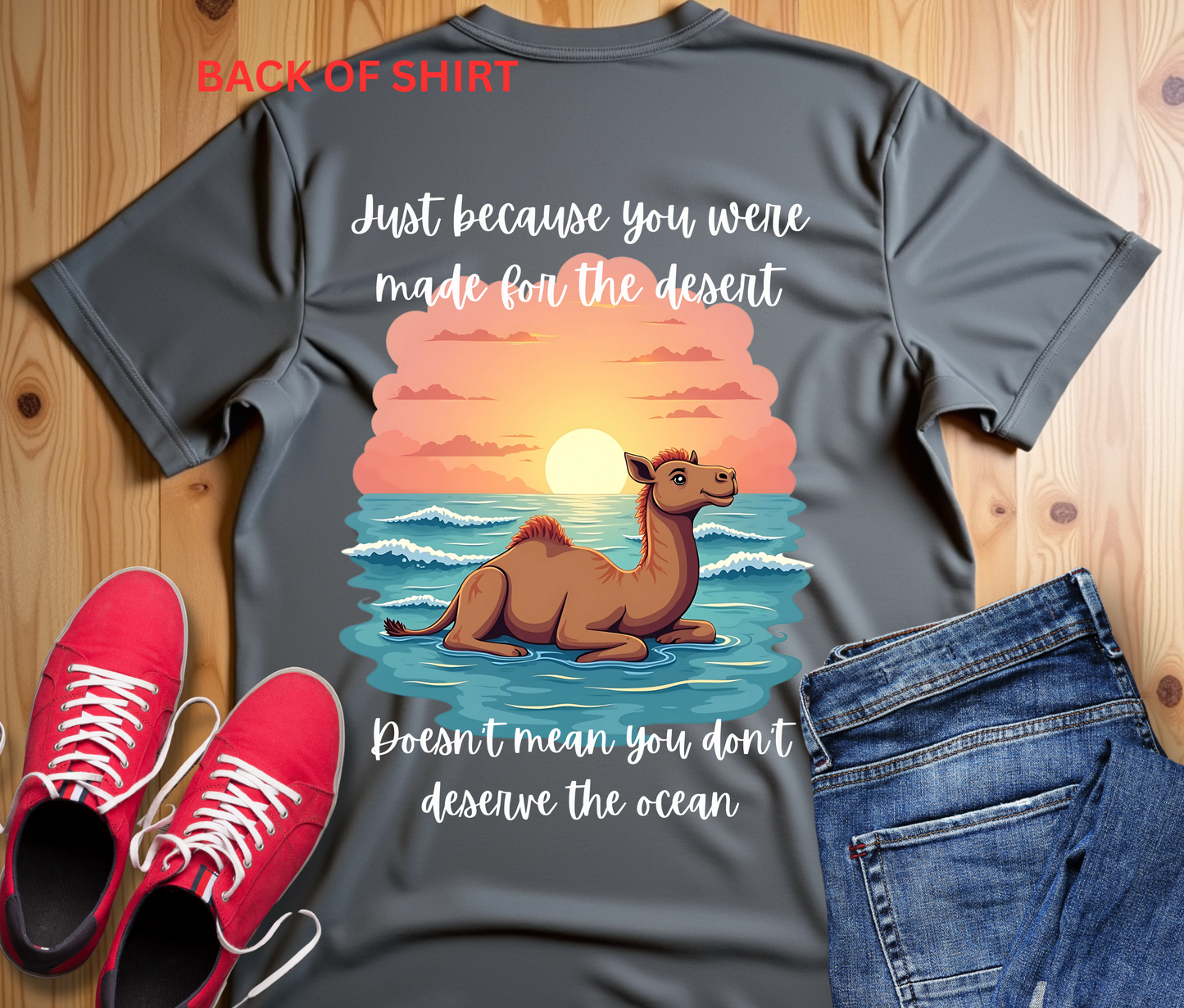 Desert Meets Ocean Tee - Inspirational Camel Graphic Shirt