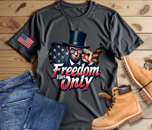 Freedom Vibes Only Unisex Short Sleeve Tee - Patriotic Graphic T-Shirt