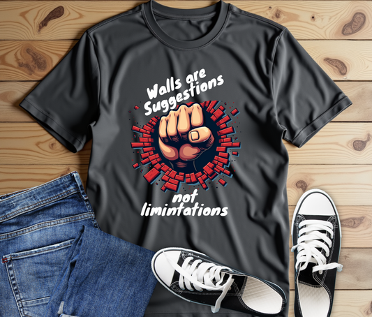 Motivational Unisex Tee - "Walls are Suggestions, Not Limitations"