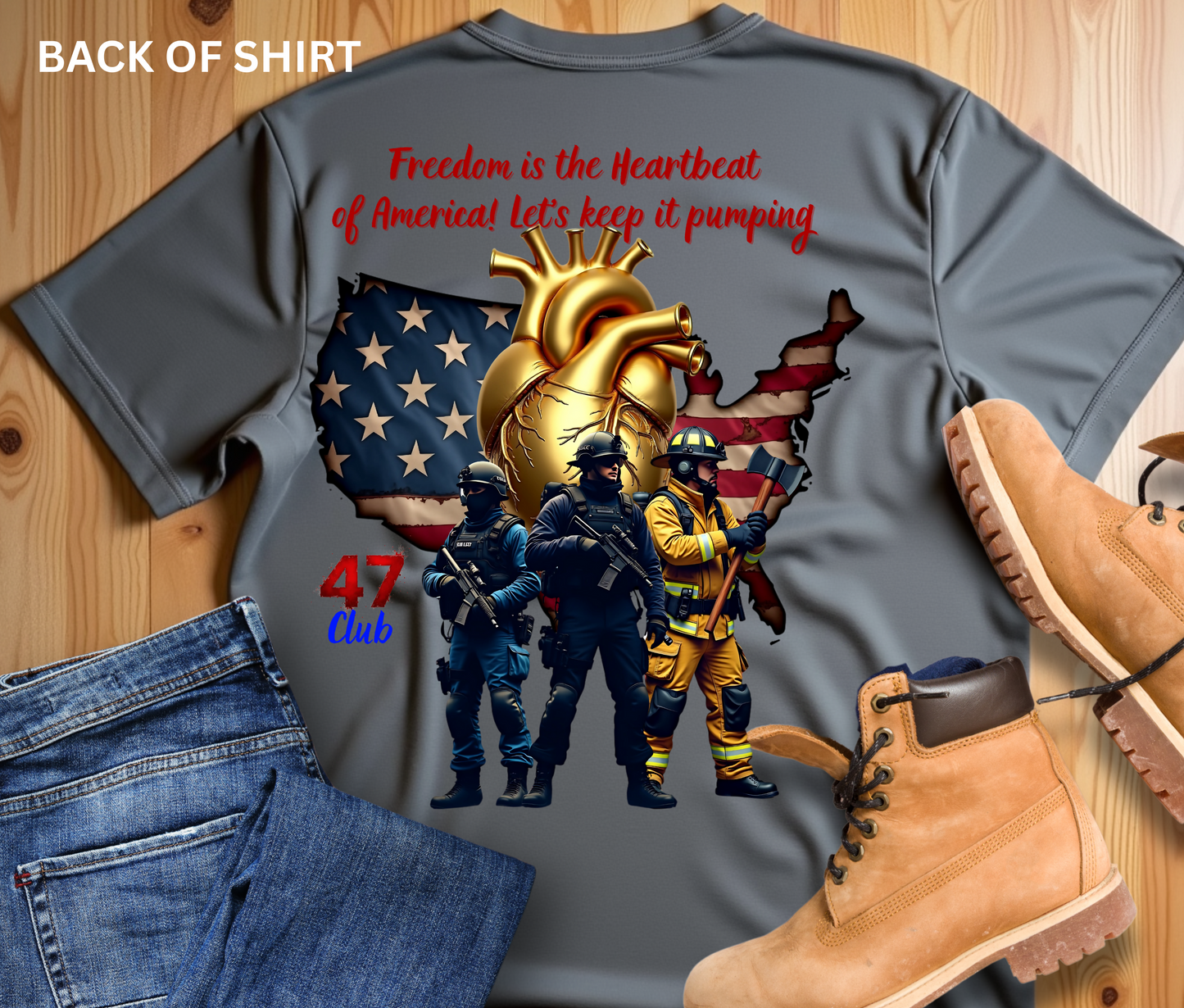 Freedom Inspired Unisex Tee - Heroic Theme with American Flag