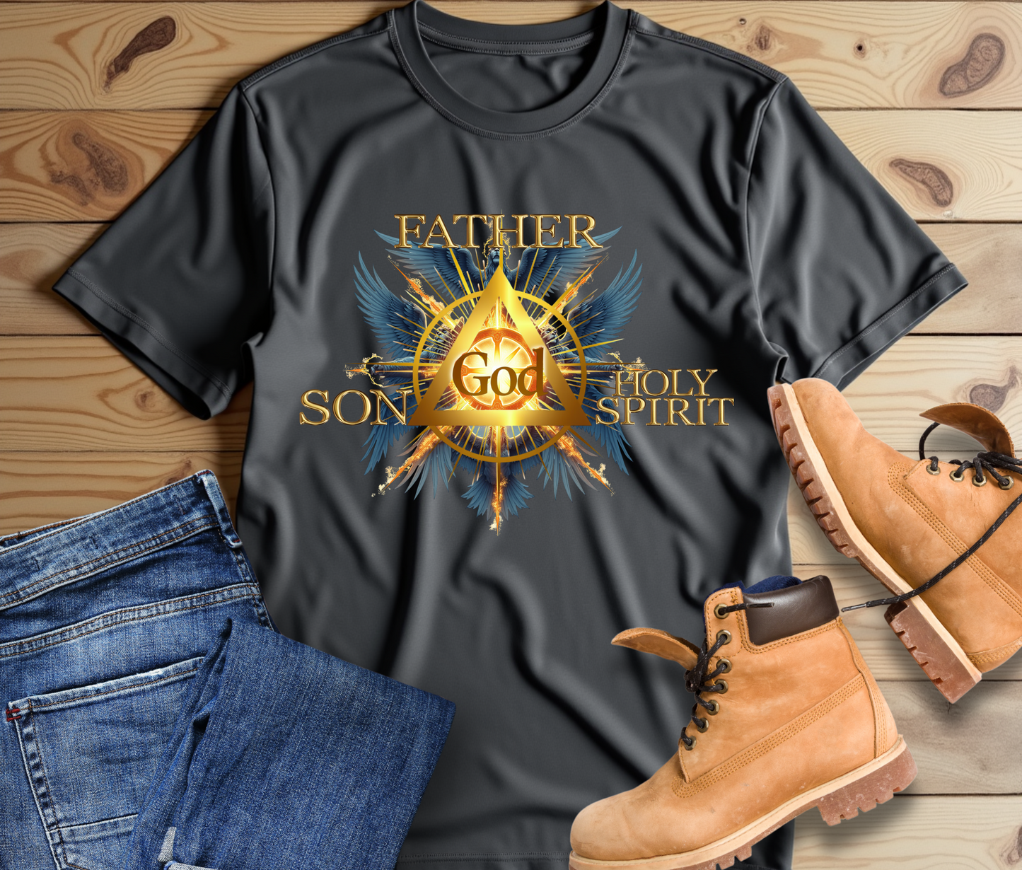 Father, Son, Holy Spirit Design Faith-Inspired Unisex Short Sleeve Tee -