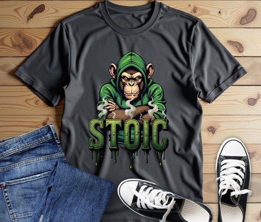 Stoic Monkey Unisex Tee - Fun Graphic Short Sleeve Shirt