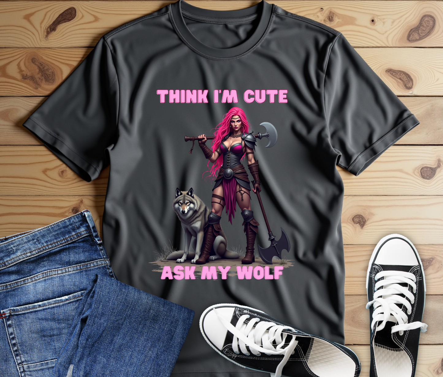 Think I'm Cute Unisex Jersey Tee with Warrior Design
