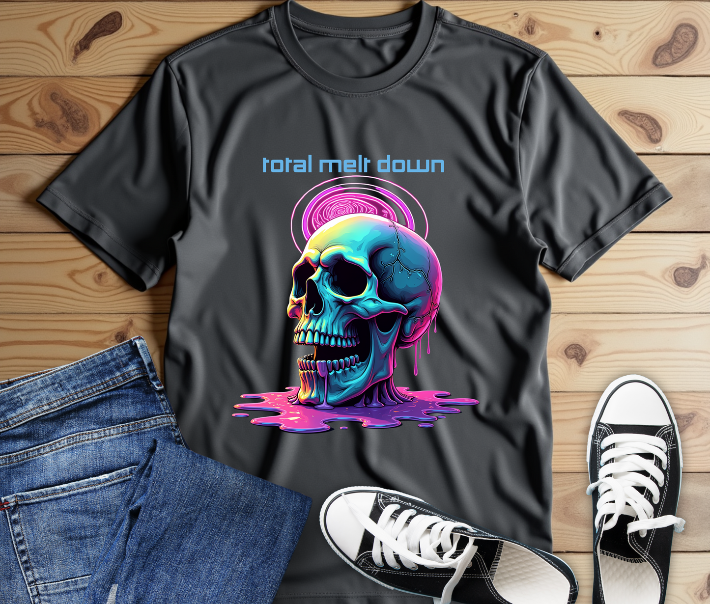 Cool Skull Graphic Tee - Total Melt Down - Unisex Jersey Short Sleeve