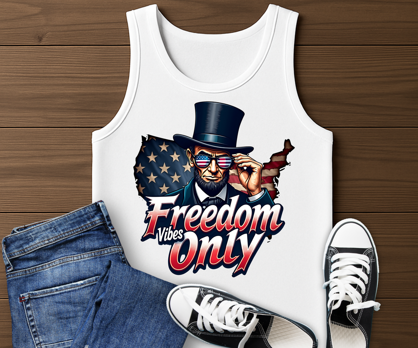 Freedom Vibes  Tank Top, Patriotic Summer Shirt, July 4th Apparel, Casual Independence Day Outfit, Gifts for Freedom Lovers