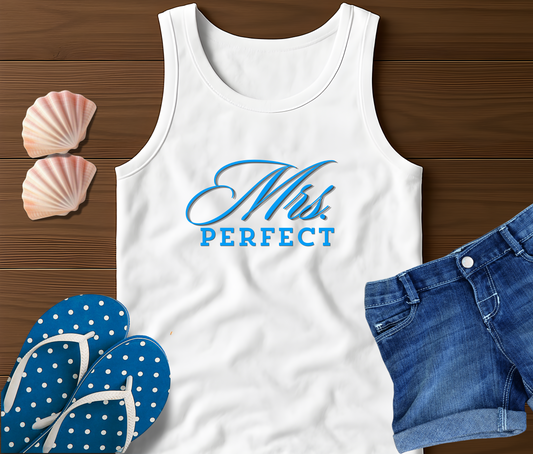 Mrs. Perfect Micro Rib Racer Tank Top, Flattering Summer Crop Top, Casual Daily Wear, Gift for Bridesmaids, Cute Workout Gear