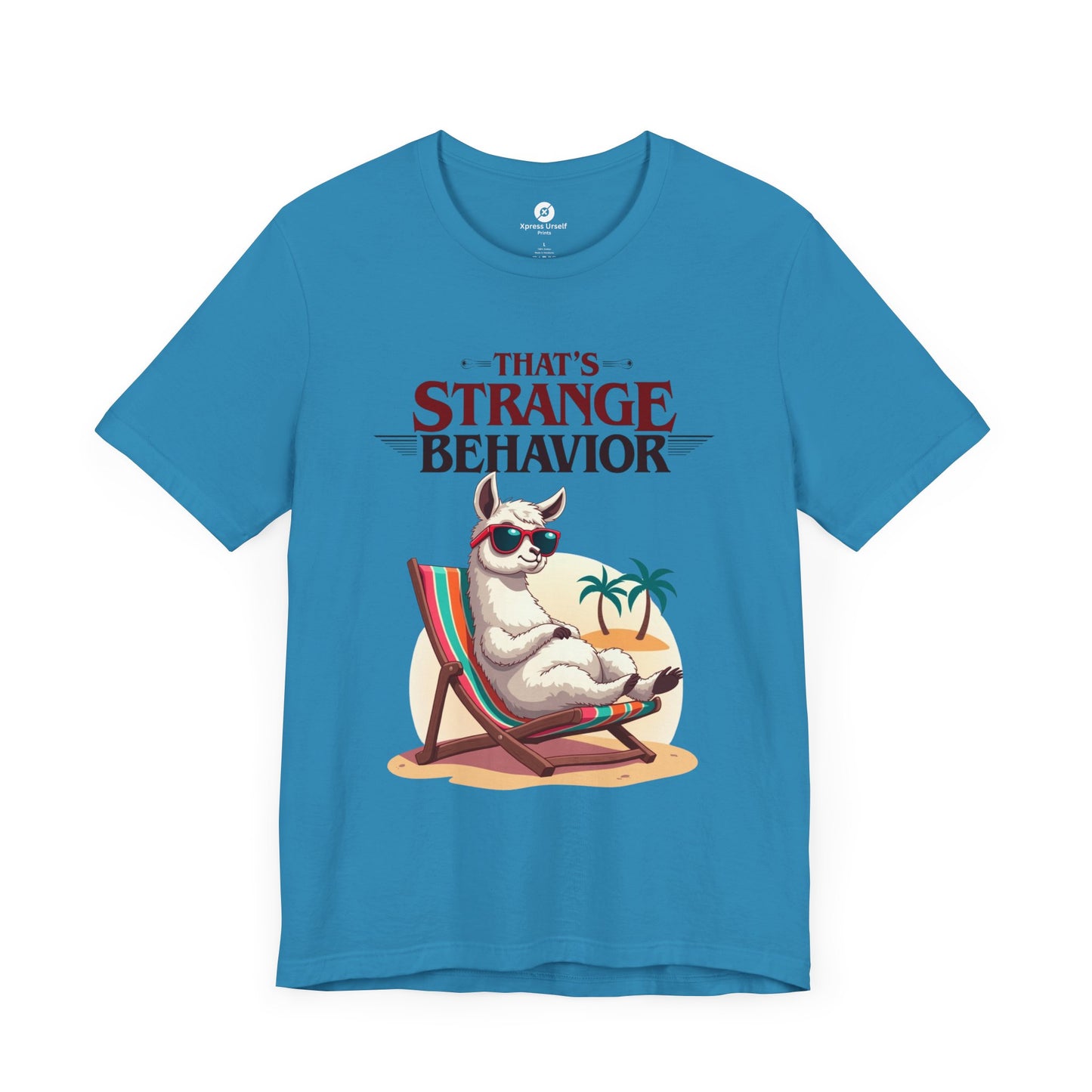 Funny Llama Graphic Tee - "That's Strange Behavior" Unisex Jersey T-Shirt