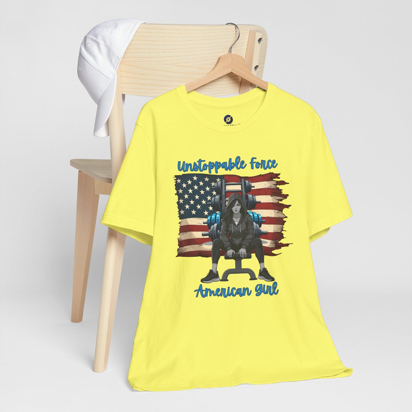 Unstoppable Force American Girl Tee - Patriotic Short Sleeve Shirt for Independence Day, Casual Wear, Gifts, Freedom Celebration