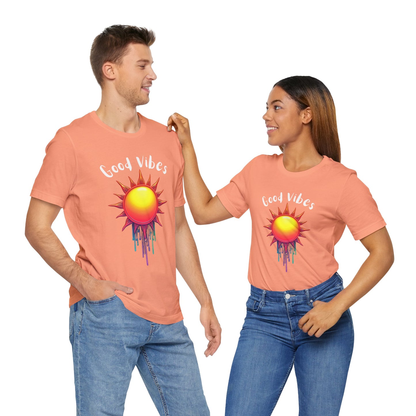Good Vibes Unisex Short Sleeve Tee - Colorful Sun Design