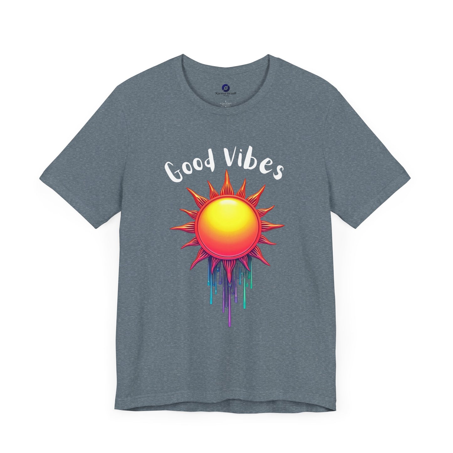 Good Vibes Unisex Short Sleeve Tee - Colorful Sun Design