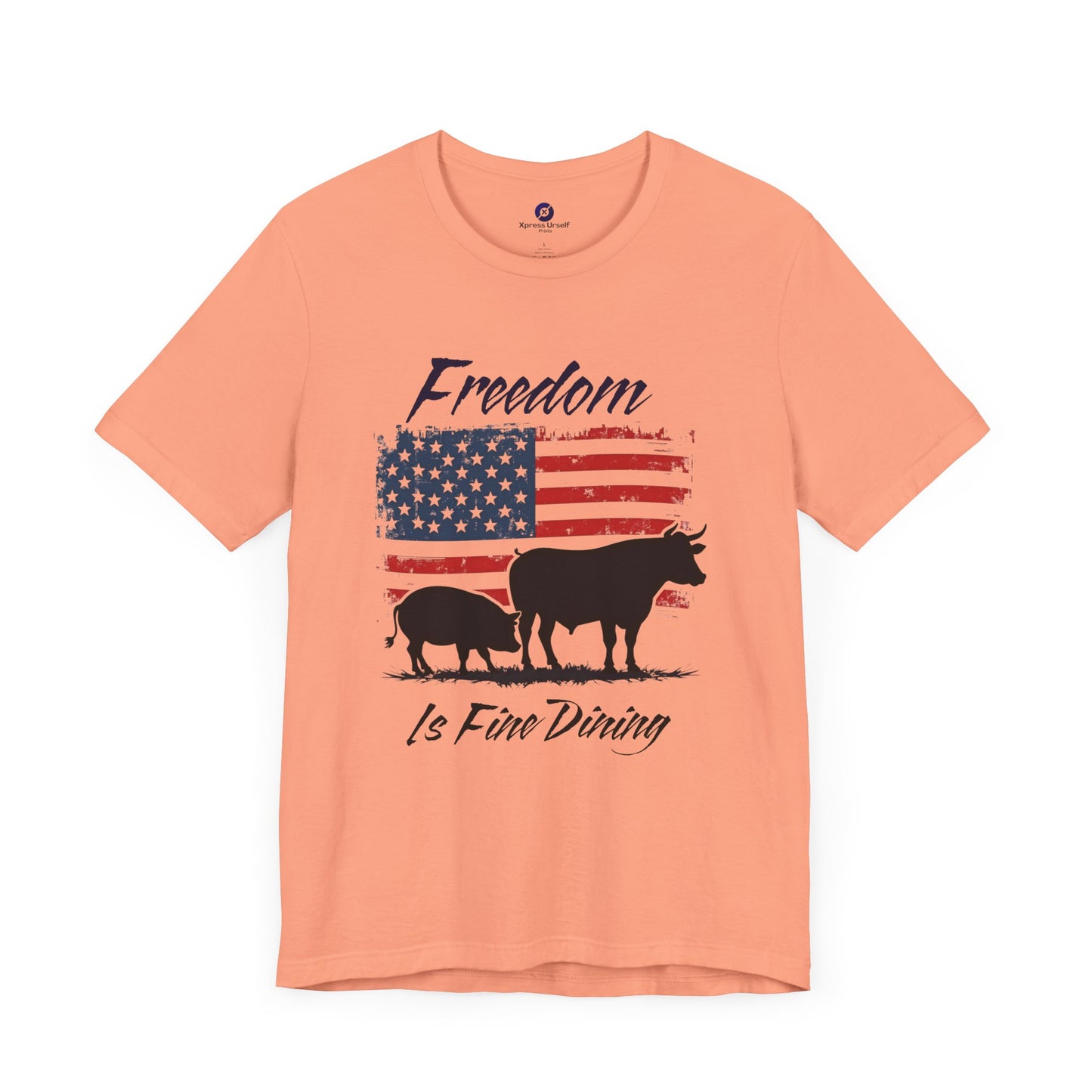 Freedom Is Fine Dining Unisex Jersey Tee - Patriotic Farm Theme