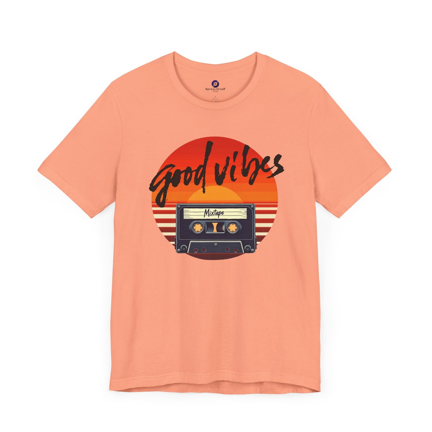 Good Vibes Unisex Jersey Tee - Retro Cassette Design for Music Lovers