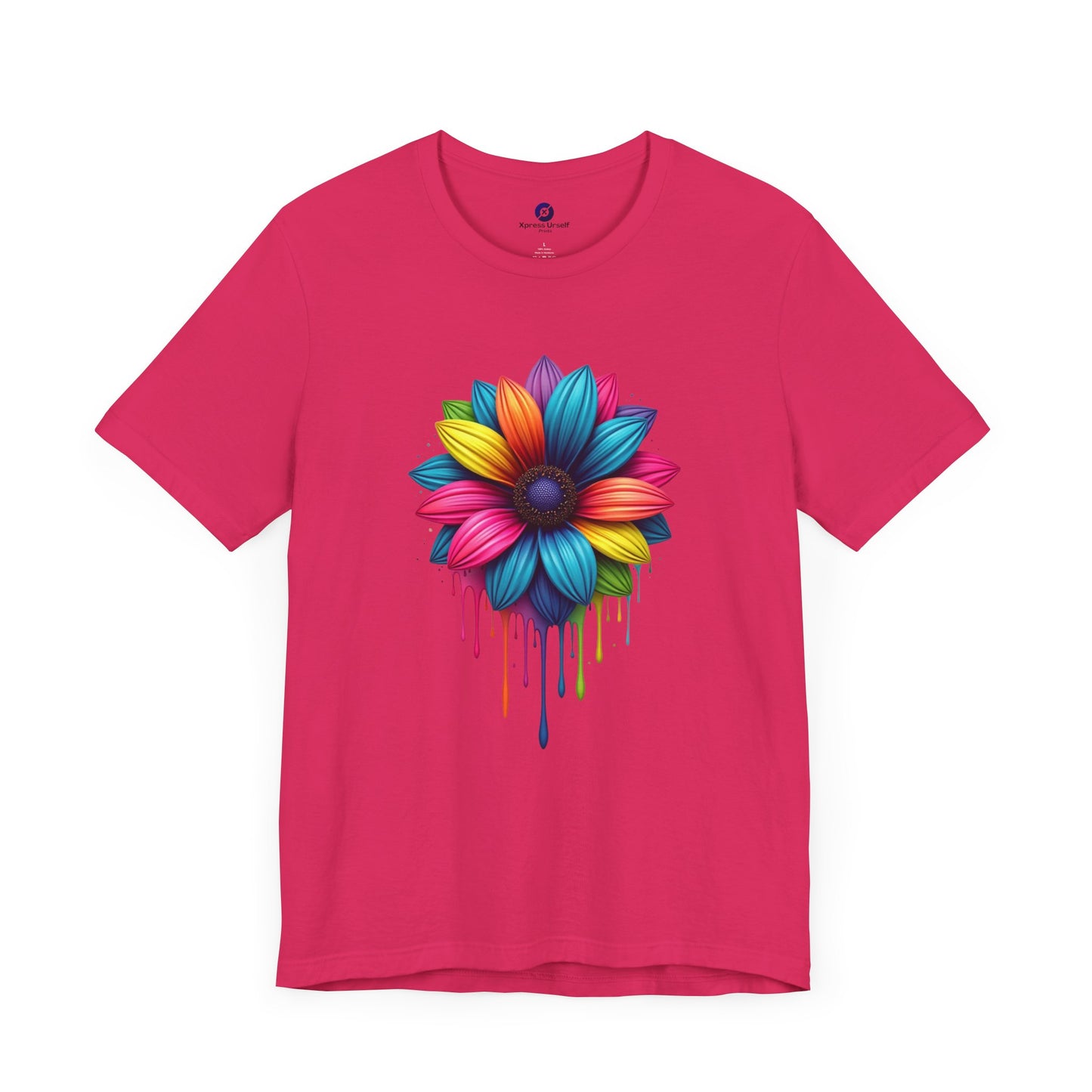 Colorful Flower Short Sleeve Tee - Vibrant Floral Design for Everyday Wear