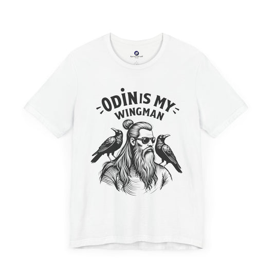Odin's My Wingman Graphic Tee - Unisex Jersey Short Sleeve Shirt for Mythology Lovers
