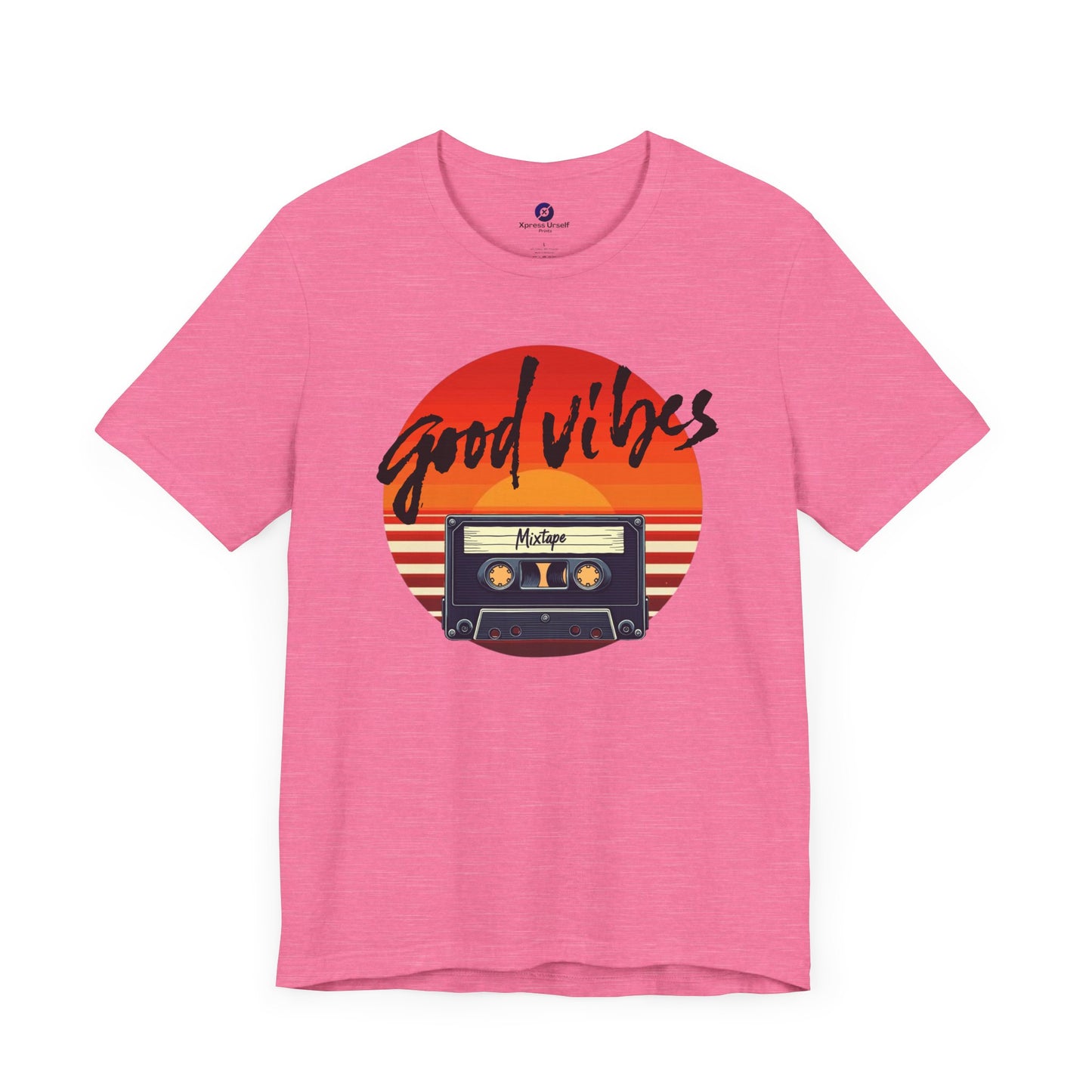 Good Vibes Unisex Jersey Tee - Retro Cassette Design for Music Lovers
