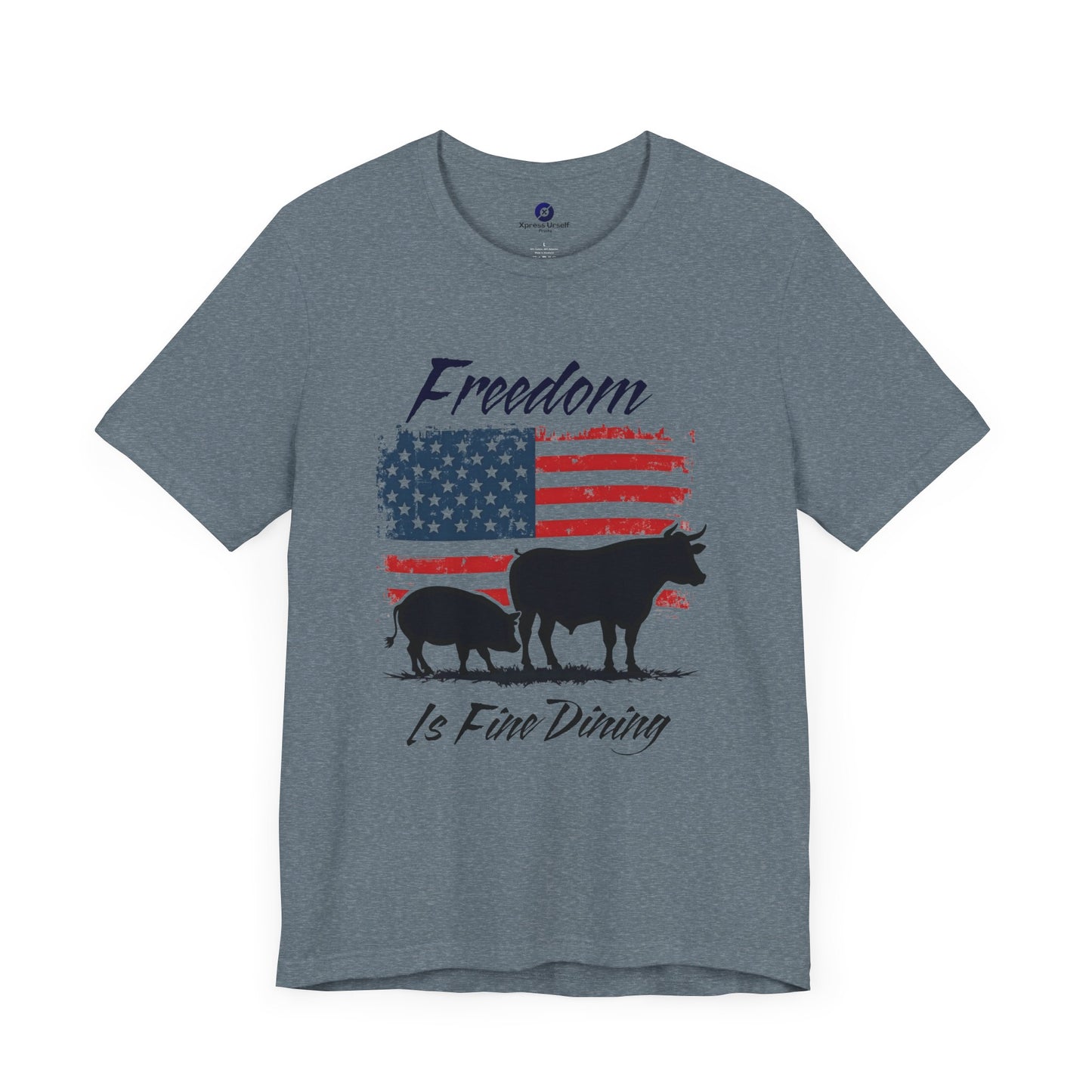Freedom Is Fine Dining Unisex Jersey Tee - Patriotic Farm Theme