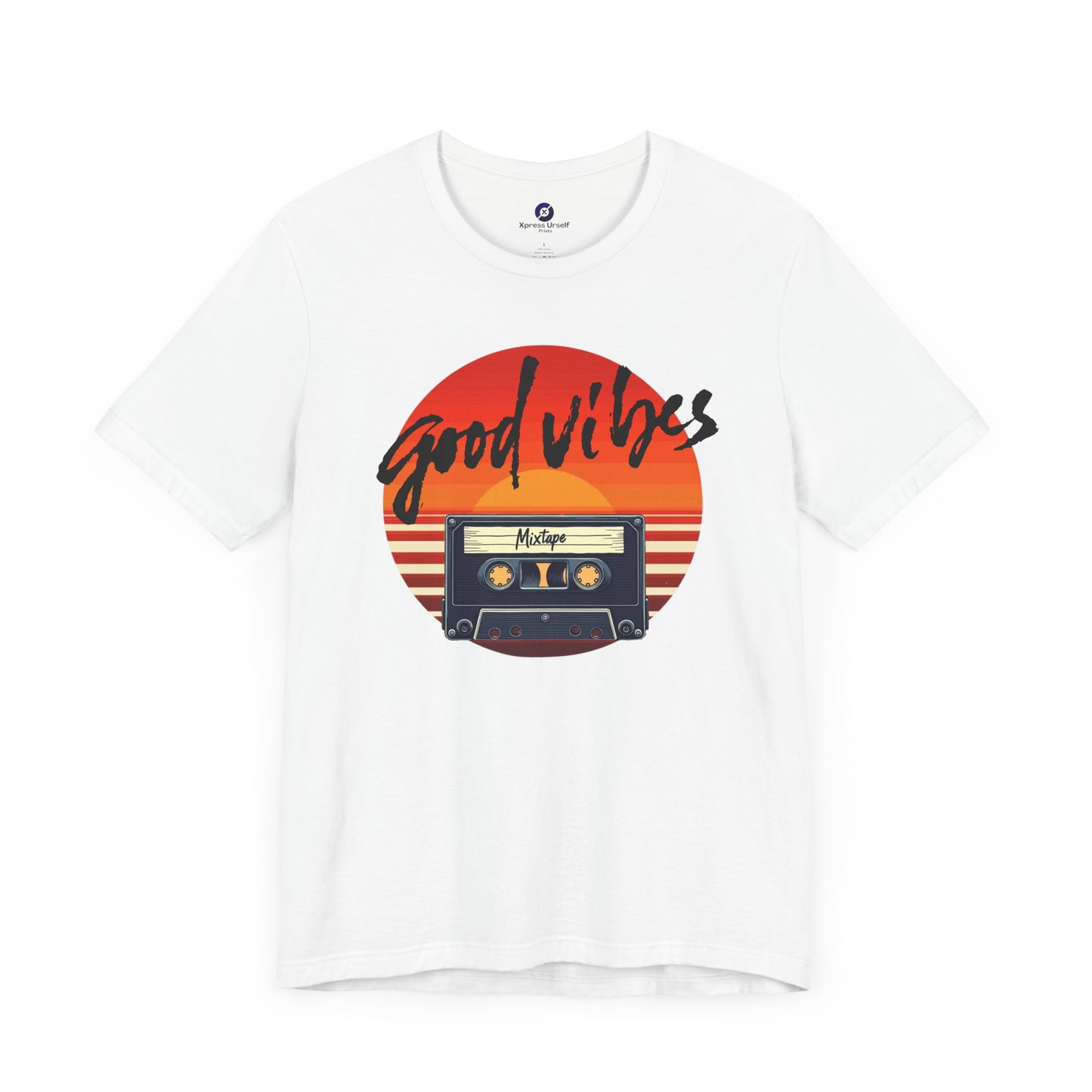 Good Vibes Unisex Jersey Tee - Retro Cassette Design for Music Lovers