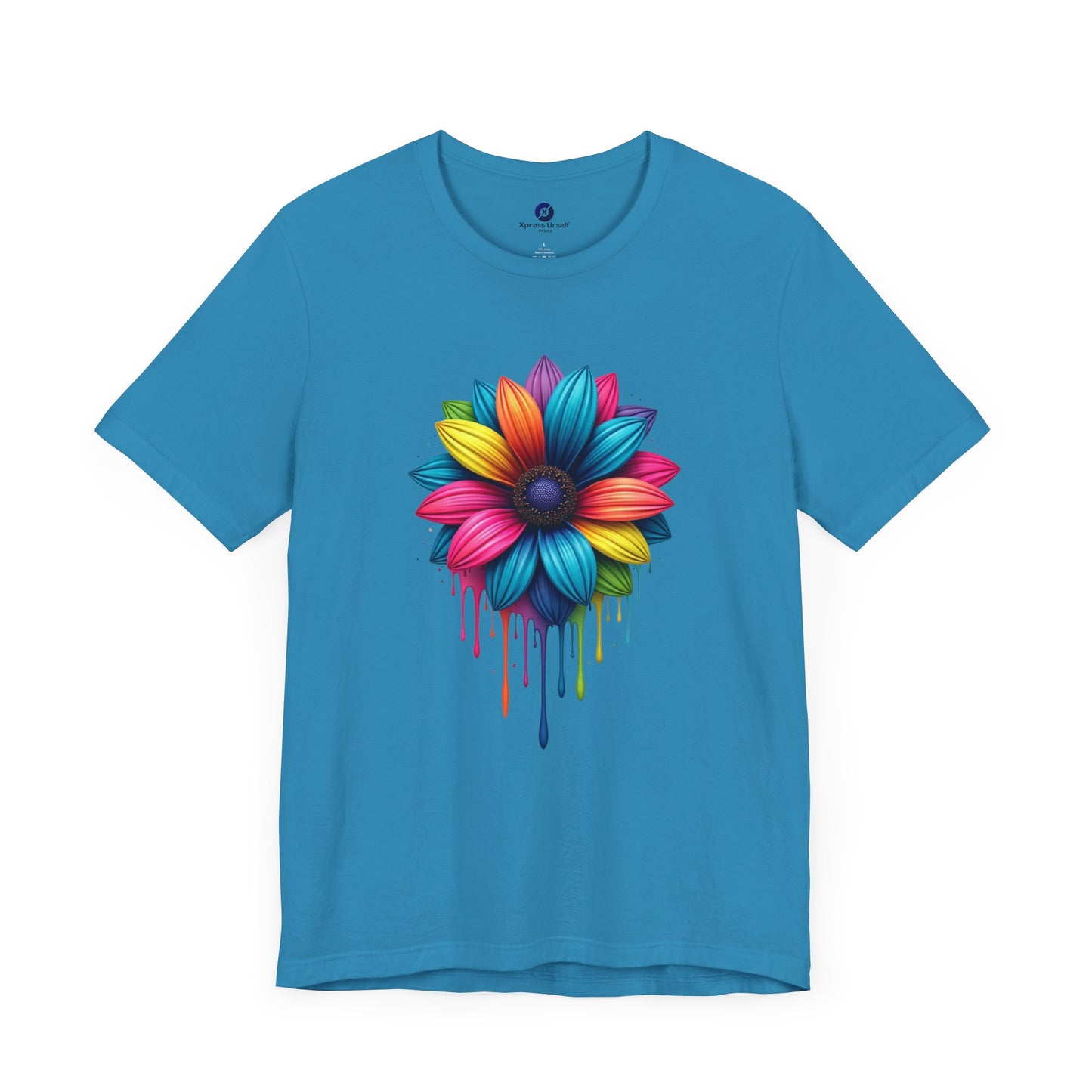 Colorful Flower Short Sleeve Tee - Vibrant Floral Design for Everyday Wear