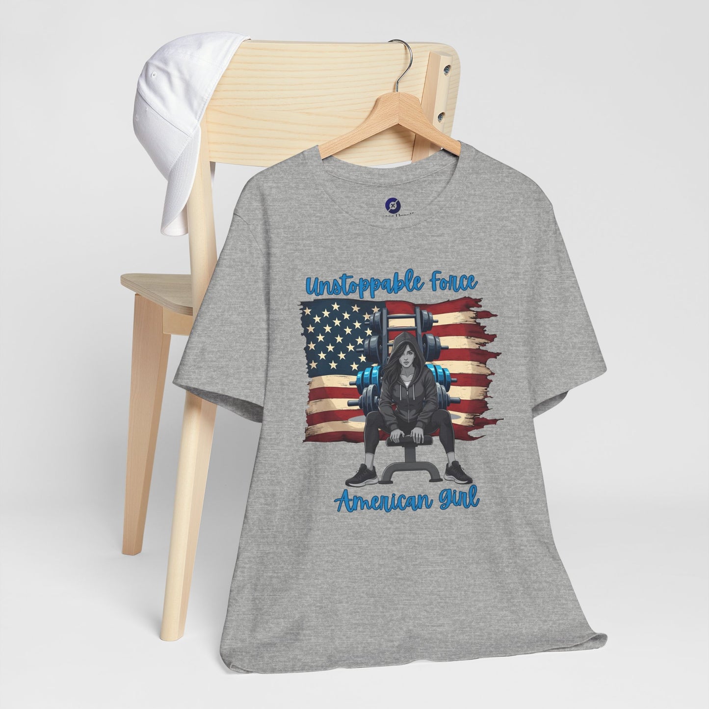Unstoppable Force American Girl Tee - Patriotic Short Sleeve Shirt for Independence Day, Casual Wear, Gifts, Freedom Celebration