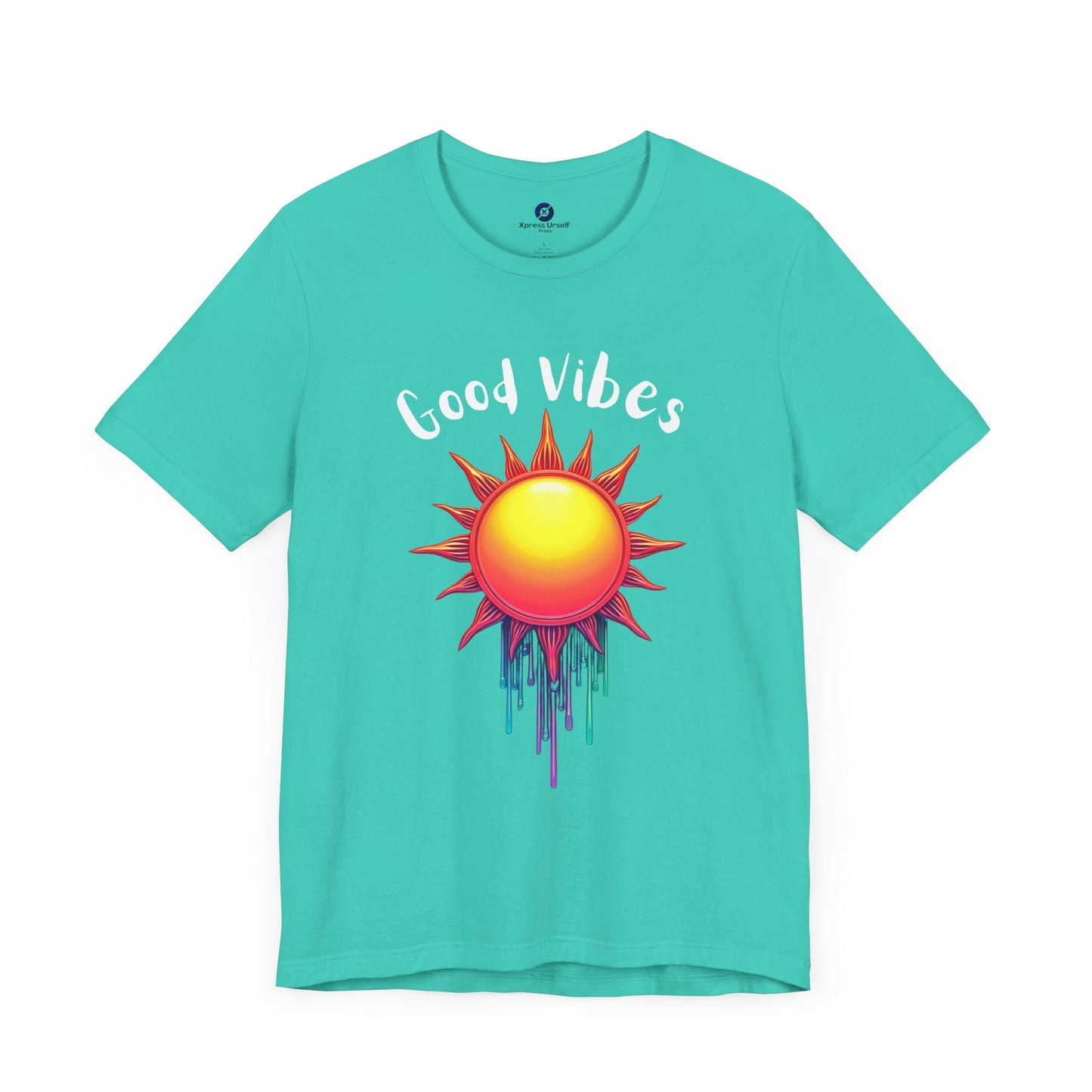 Good Vibes Unisex Short Sleeve Tee - Colorful Sun Design