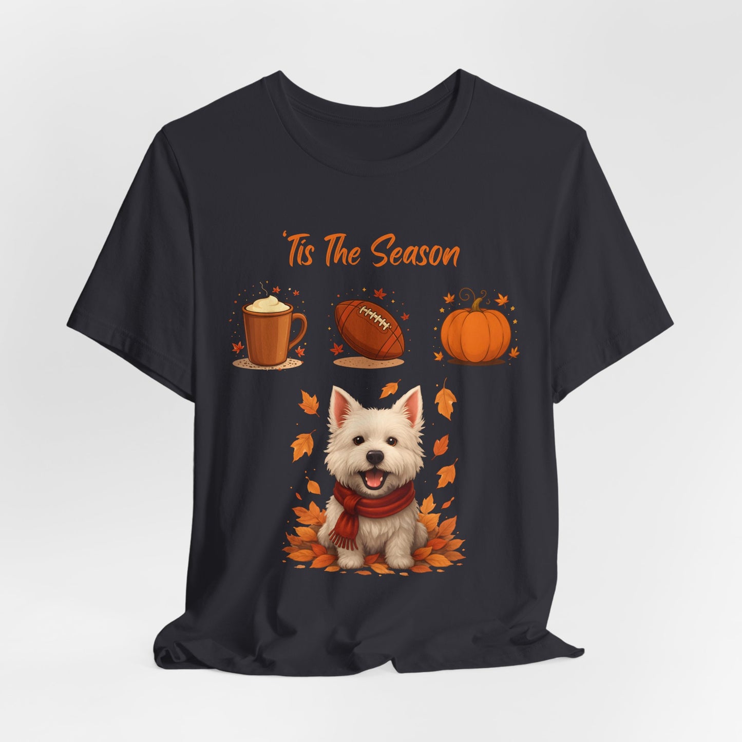 Fall-Themed Pet Lover Tee, Cozy Autumn Short Sleeve Shirt, Cute Dog Graphic T-Shirt, Comfortable Casual Tee, Ideal for Thanksgiving