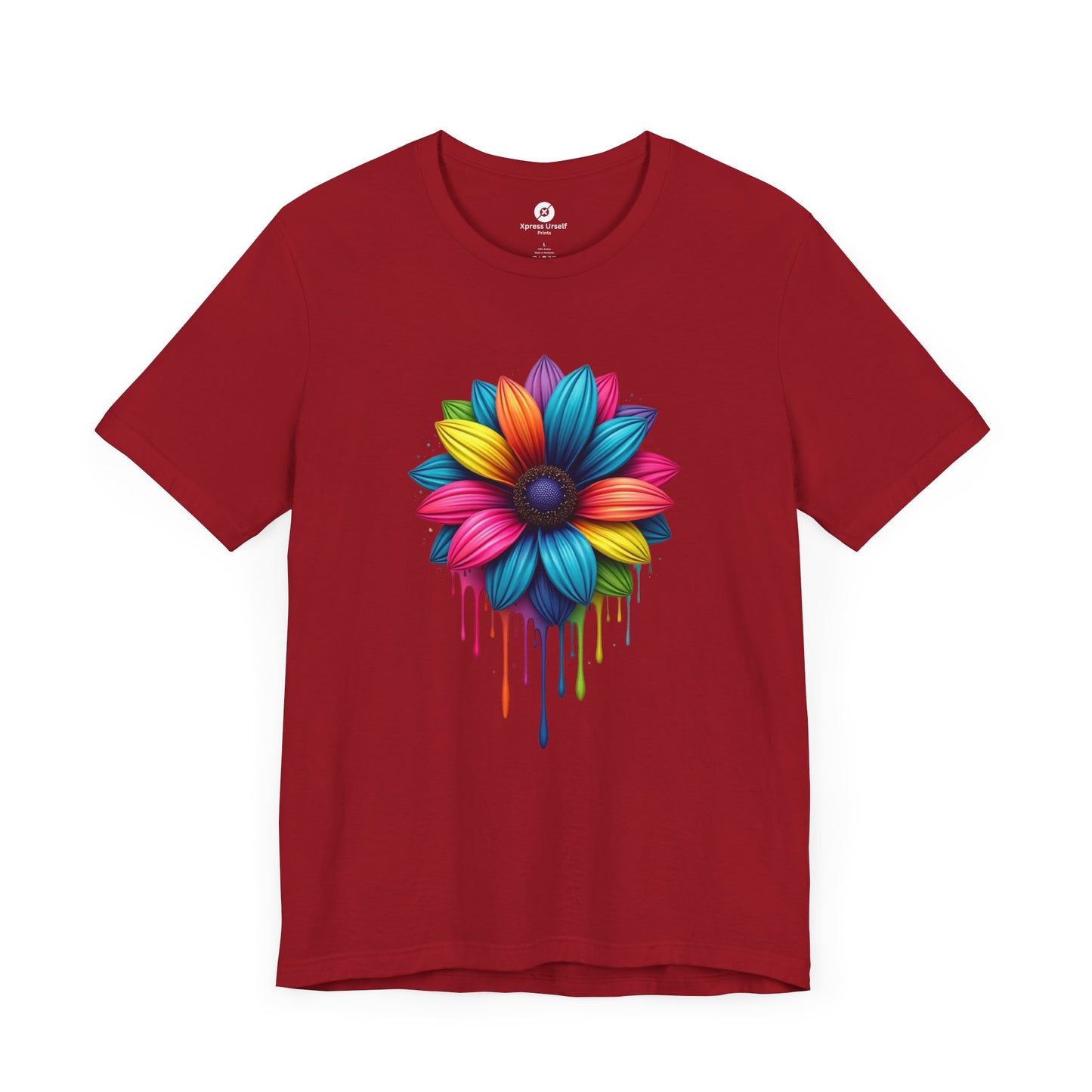 Colorful Flower Short Sleeve Tee - Vibrant Floral Design for Everyday Wear