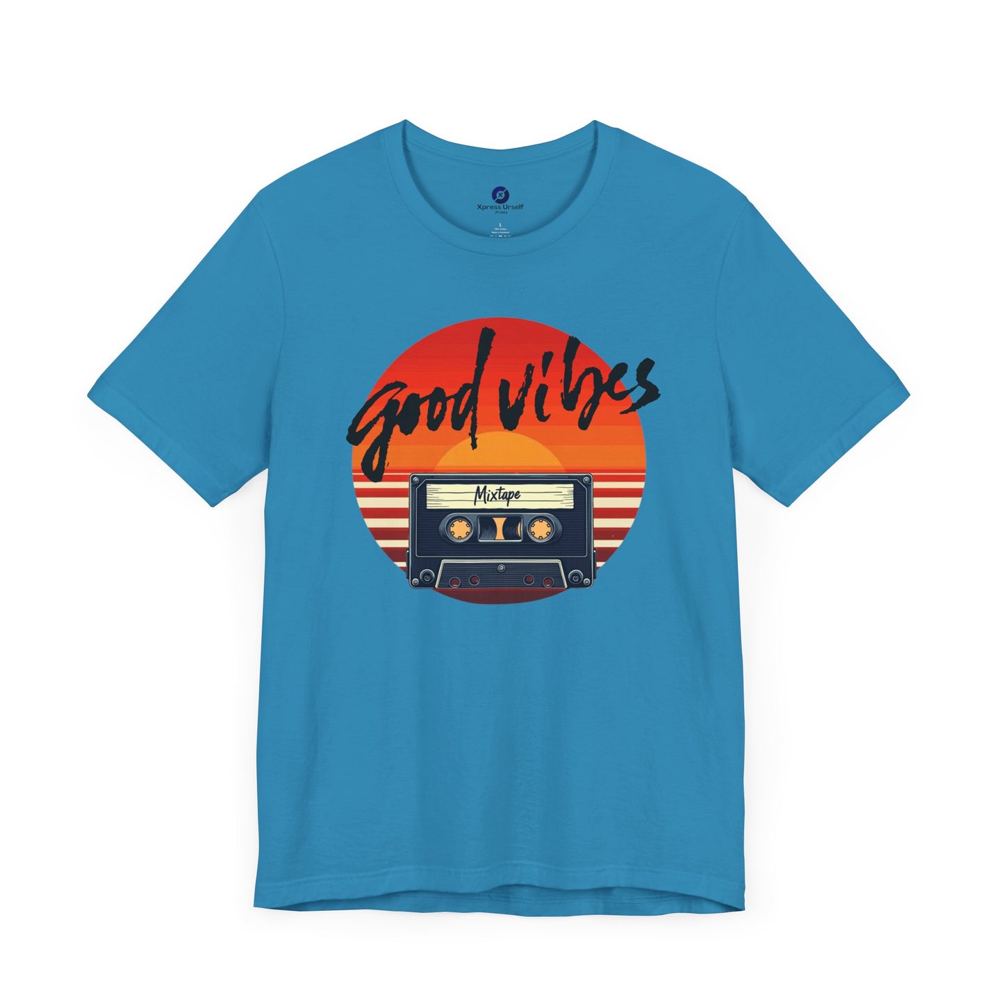 Good Vibes Unisex Jersey Tee - Retro Cassette Design for Music Lovers