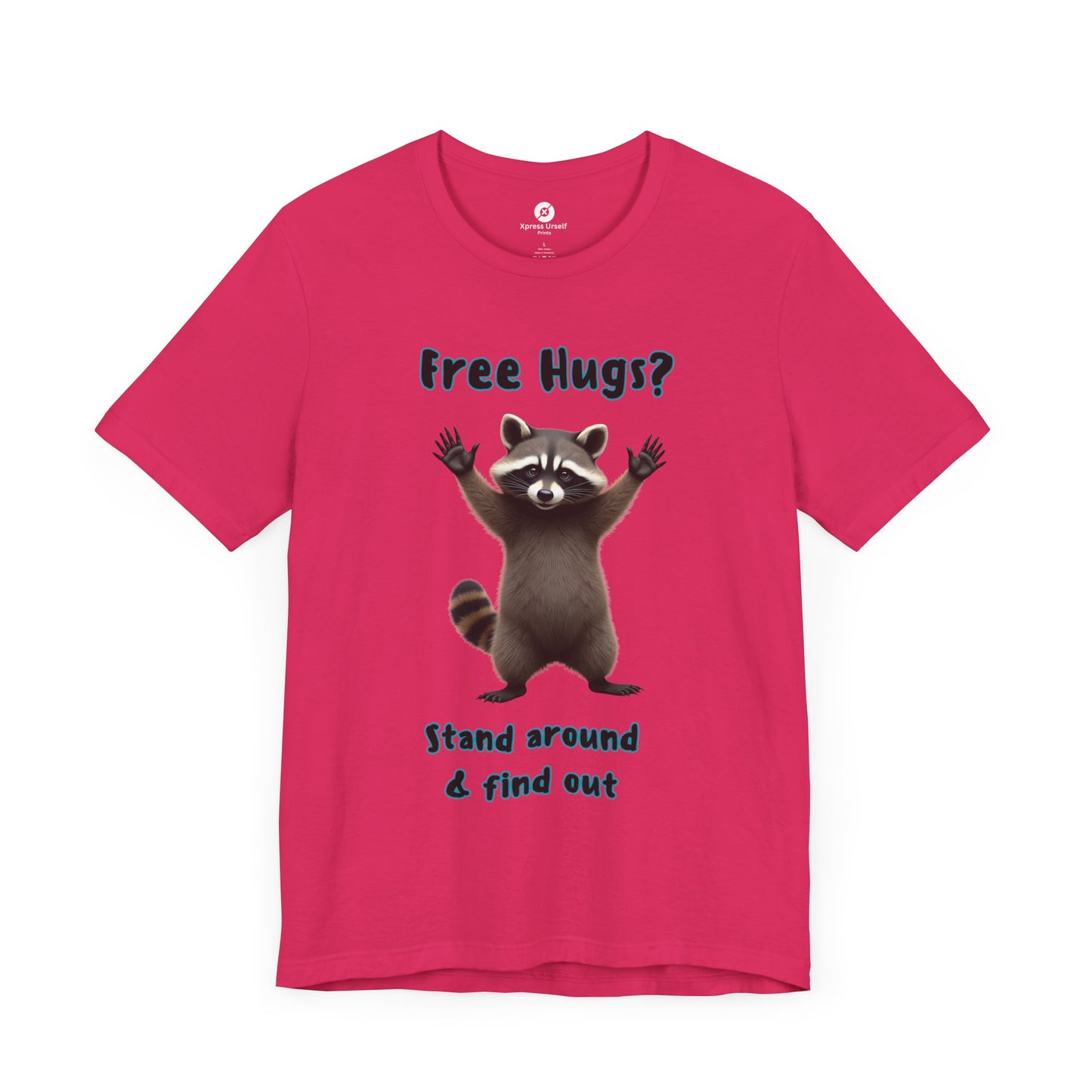 Funny Raccoon Tee - "Free Hugs" Unisex Jersey Short Sleeve