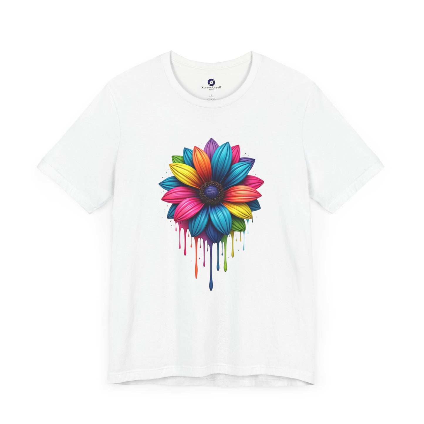 Colorful Flower Short Sleeve Tee - Vibrant Floral Design for Everyday Wear