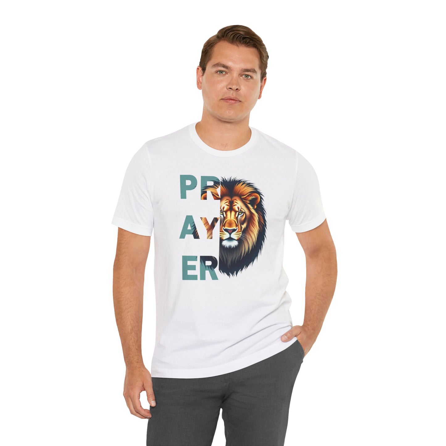 Prayer Lion Unisex Jersey Tee - Faith & Strength Shirt