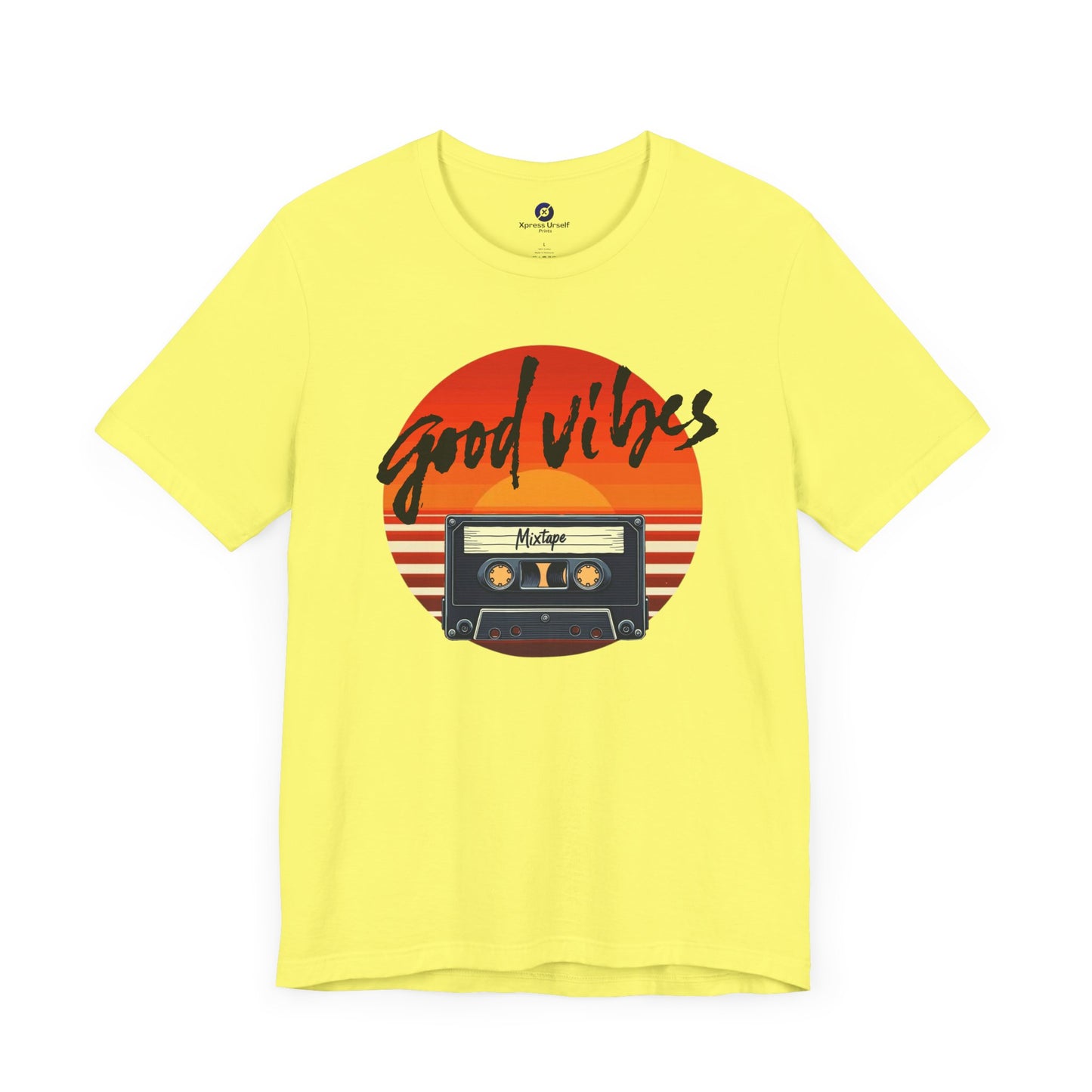 Good Vibes Unisex Jersey Tee - Retro Cassette Design for Music Lovers