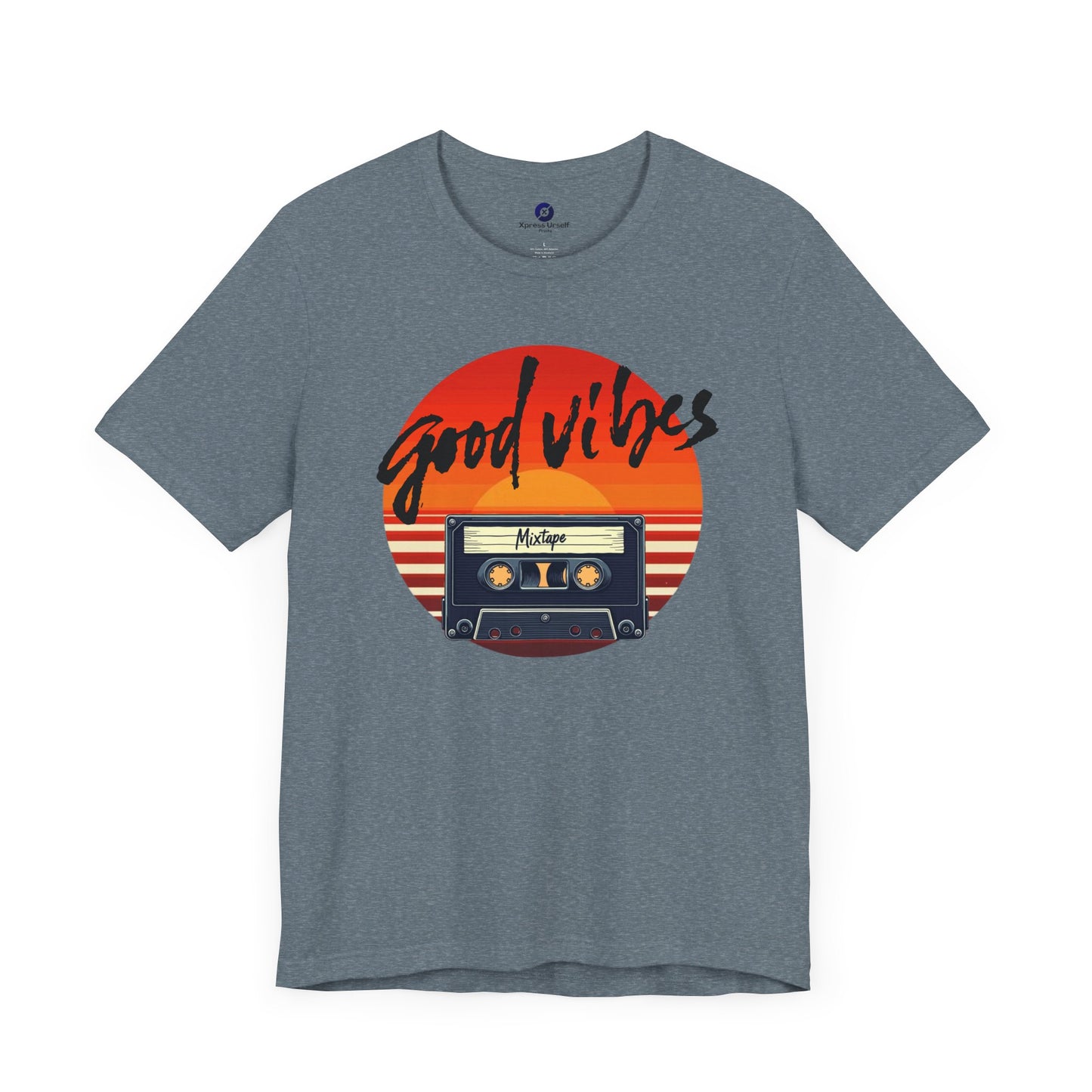 Good Vibes Unisex Jersey Tee - Retro Cassette Design for Music Lovers