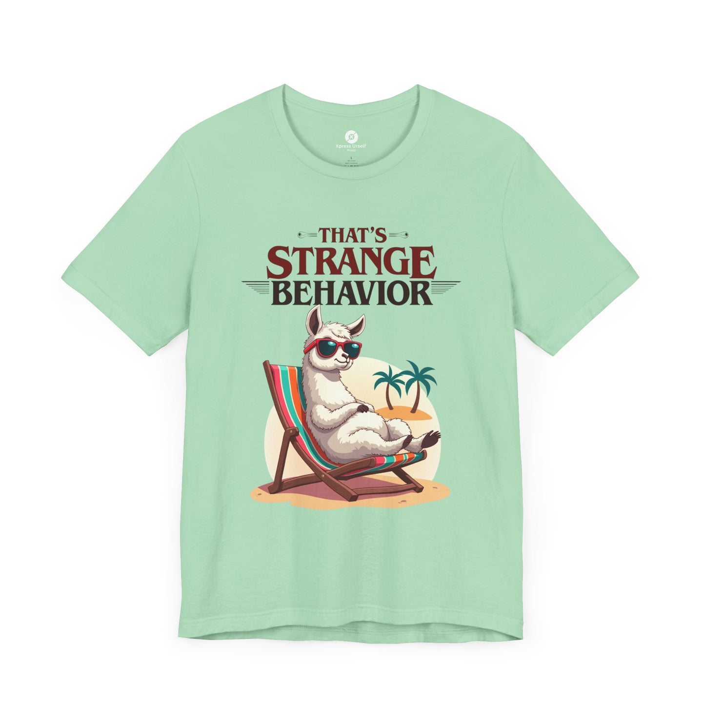 Funny Llama Graphic Tee - "That's Strange Behavior" Unisex Jersey T-Shirt