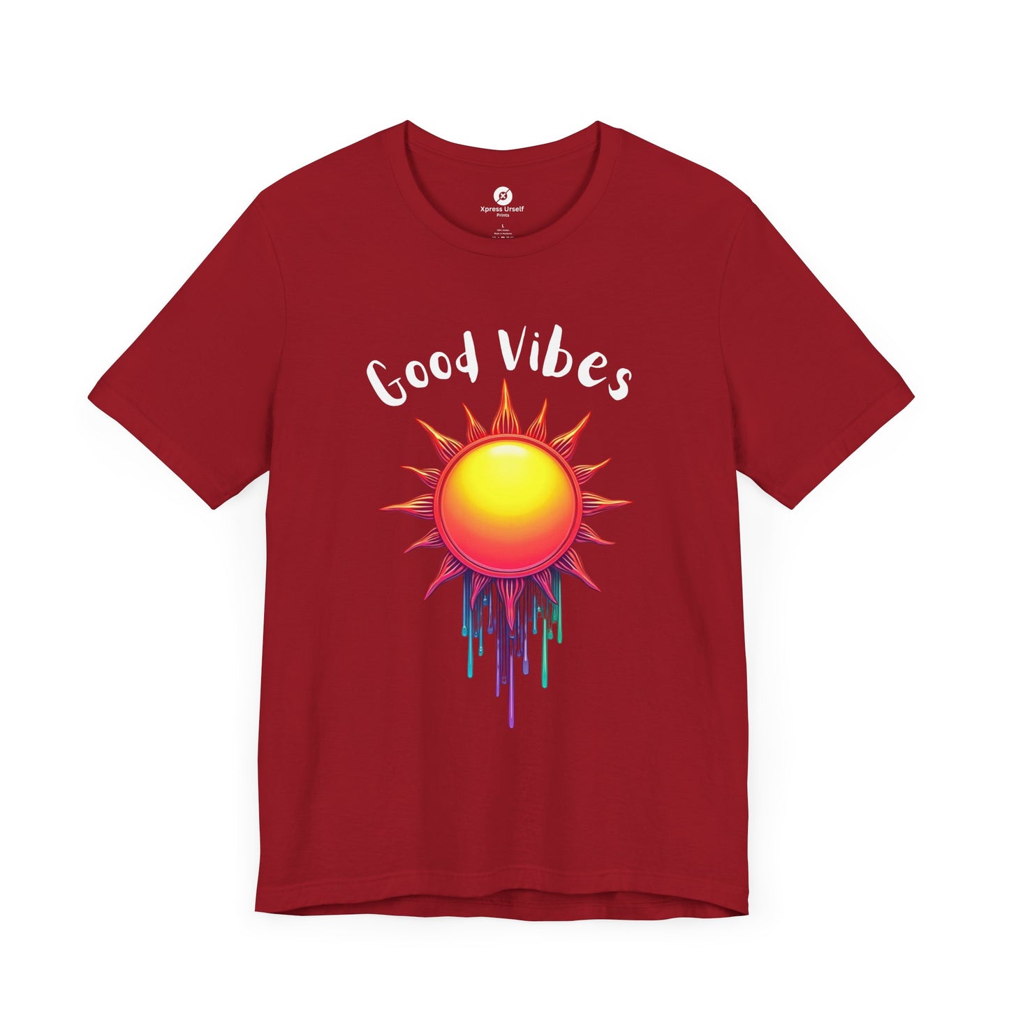 Good Vibes Unisex Short Sleeve Tee - Colorful Sun Design