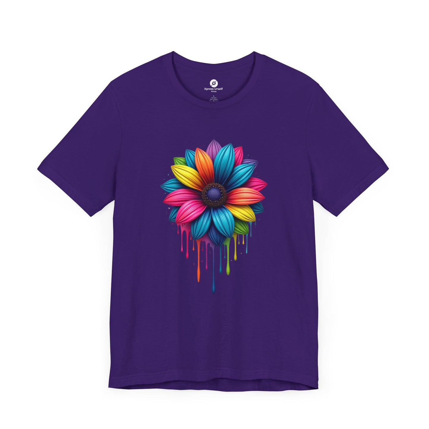 Colorful Flower Short Sleeve Tee - Vibrant Floral Design for Everyday Wear
