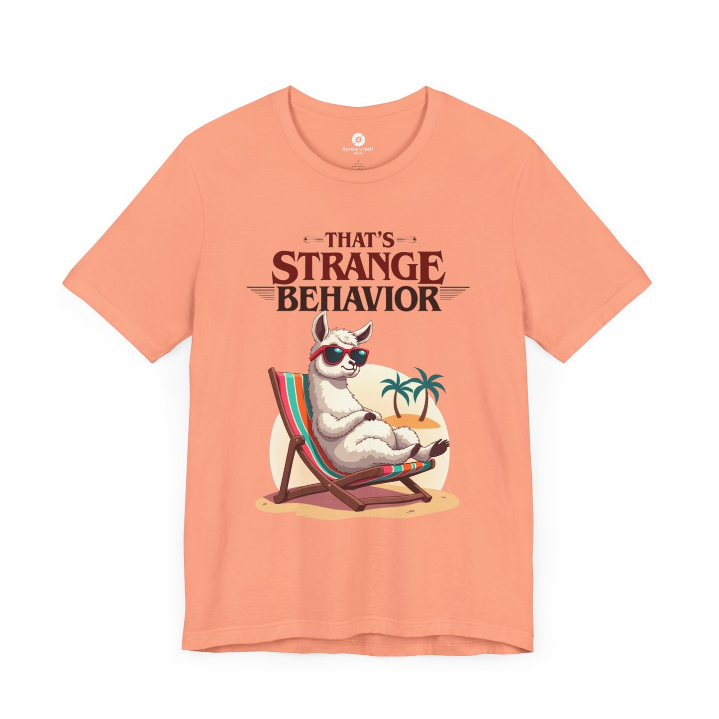 Funny Llama Graphic Tee - "That's Strange Behavior" Unisex Jersey T-Shirt