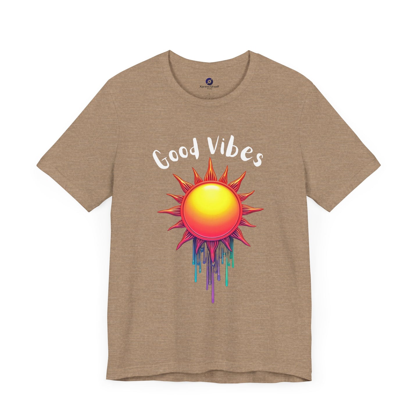 Good Vibes Unisex Short Sleeve Tee - Colorful Sun Design