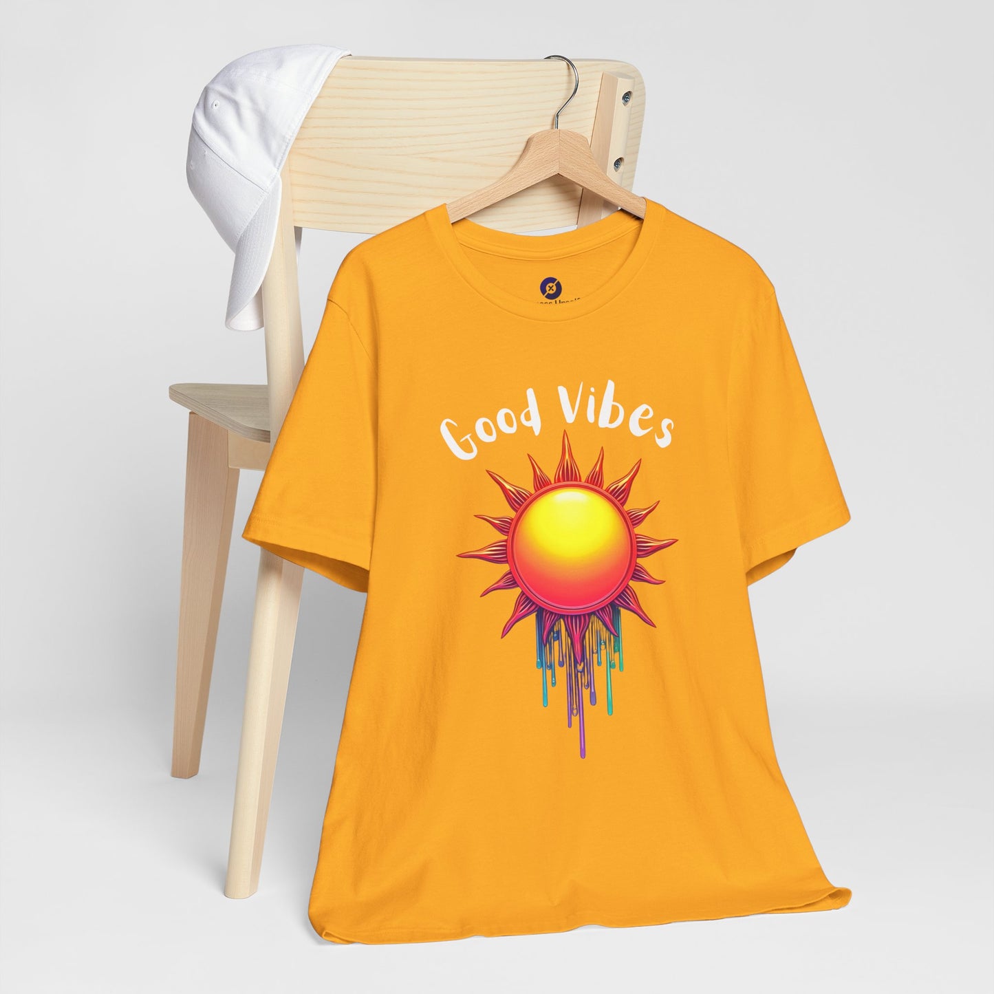 Good Vibes Unisex Short Sleeve Tee - Colorful Sun Design