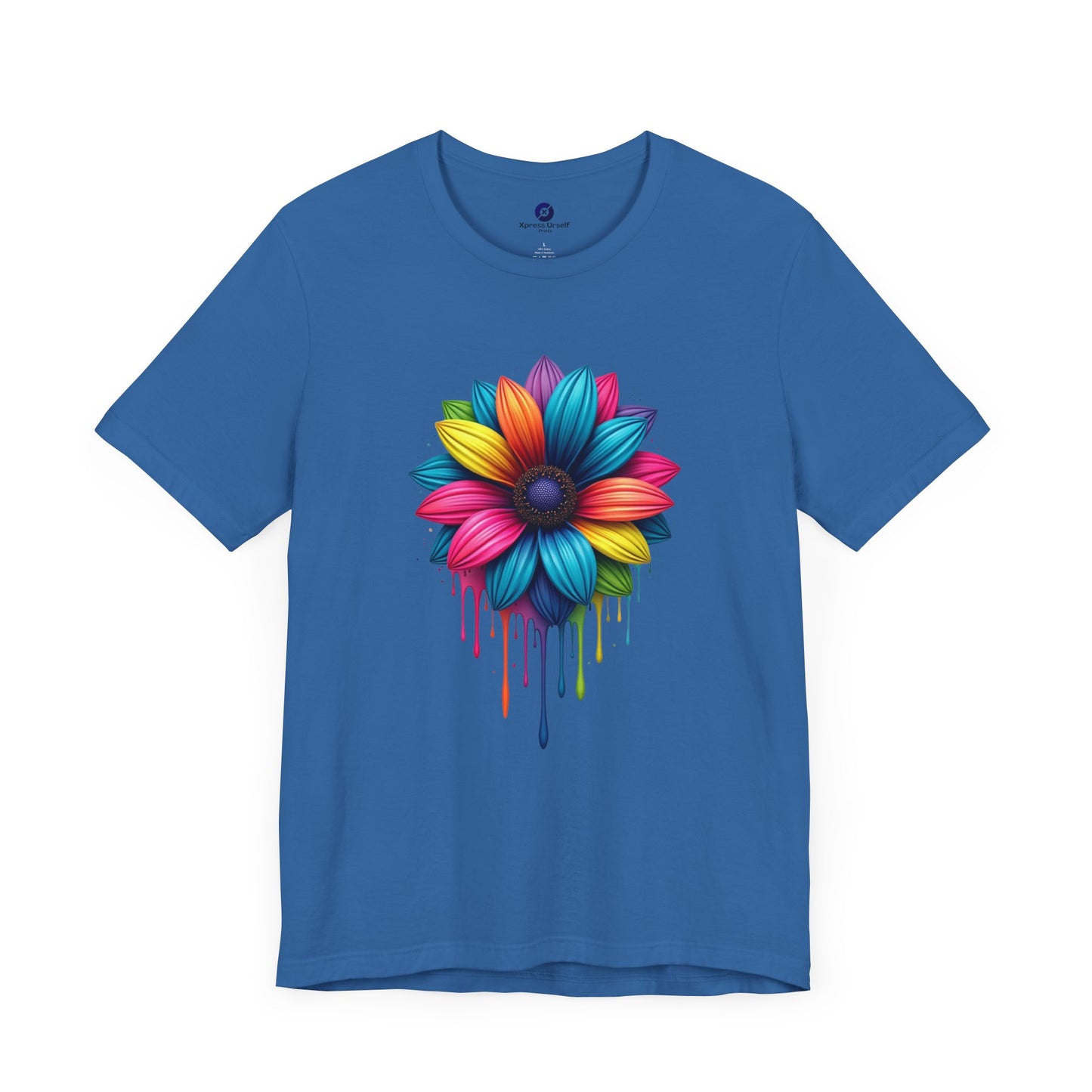 Colorful Flower Short Sleeve Tee - Vibrant Floral Design for Everyday Wear