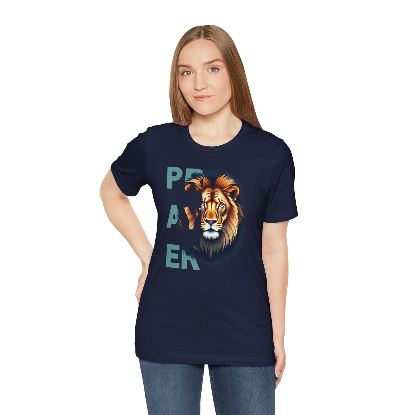 Prayer Lion Unisex Jersey Tee - Faith & Strength Shirt