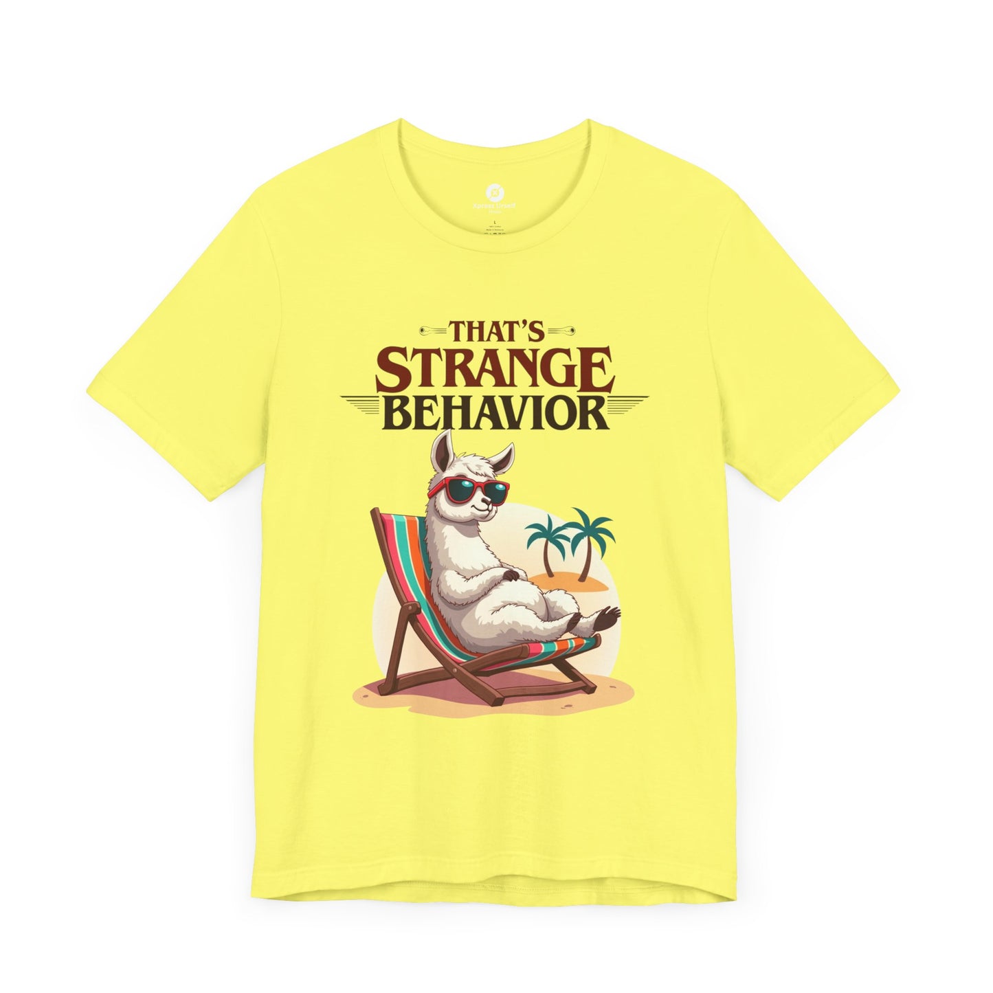 Funny Llama Graphic Tee - "That's Strange Behavior" Unisex Jersey T-Shirt