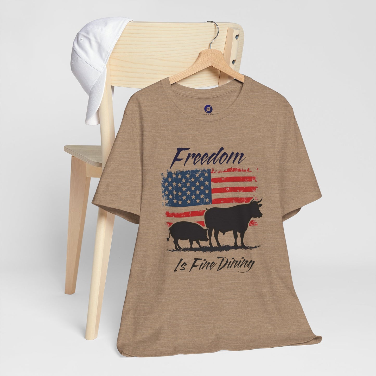 Freedom Is Fine Dining Unisex Jersey Tee - Patriotic Farm Theme