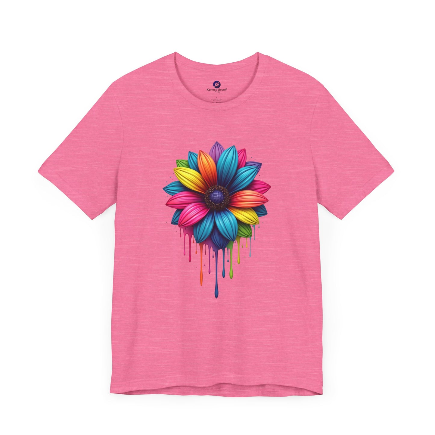 Colorful Flower Short Sleeve Tee - Vibrant Floral Design for Everyday Wear