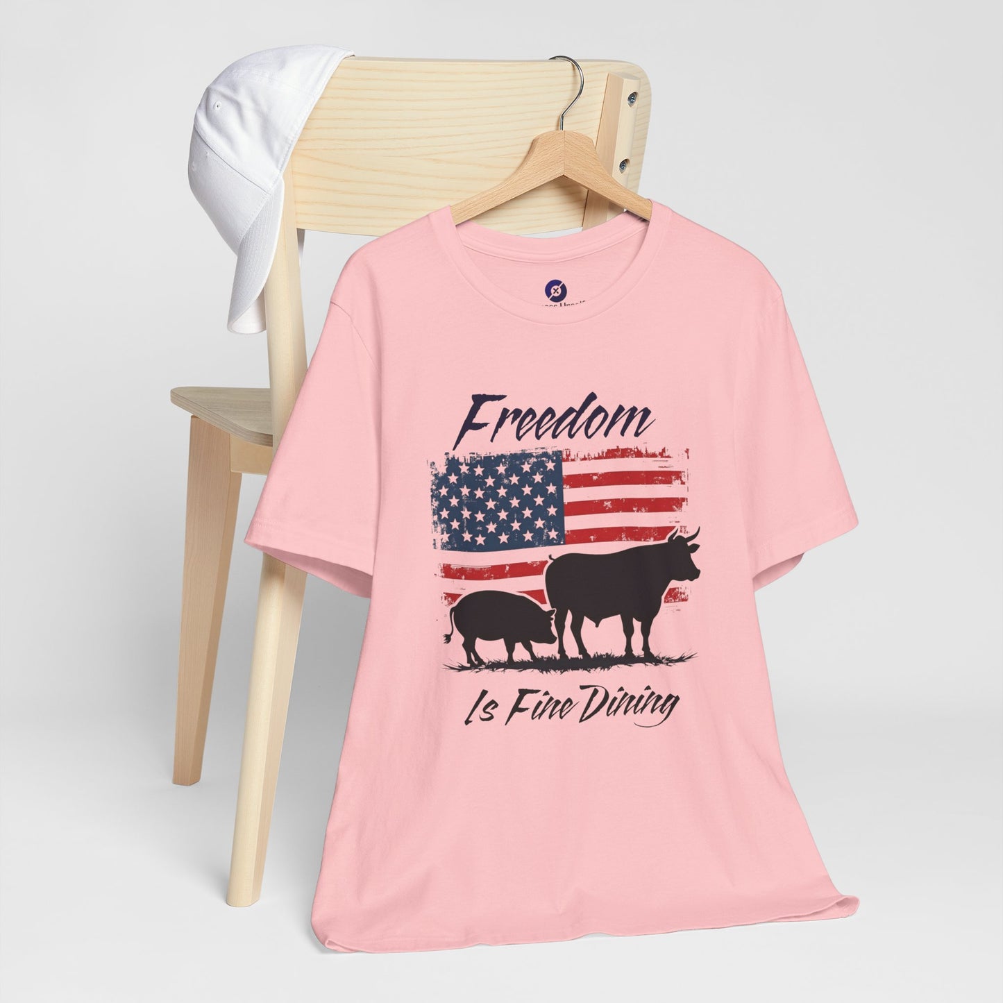 Freedom Is Fine Dining Unisex Jersey Tee - Patriotic Farm Theme