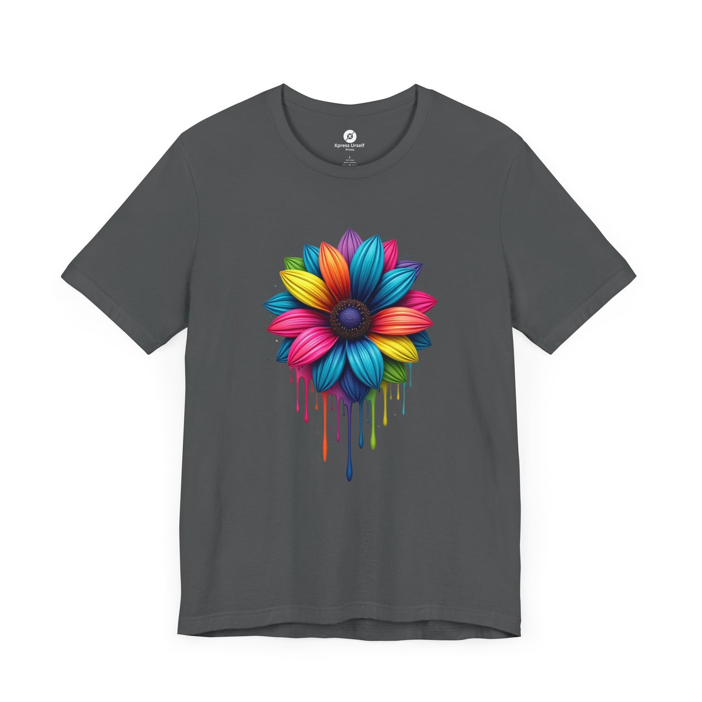 Colorful Flower Short Sleeve Tee - Vibrant Floral Design for Everyday Wear