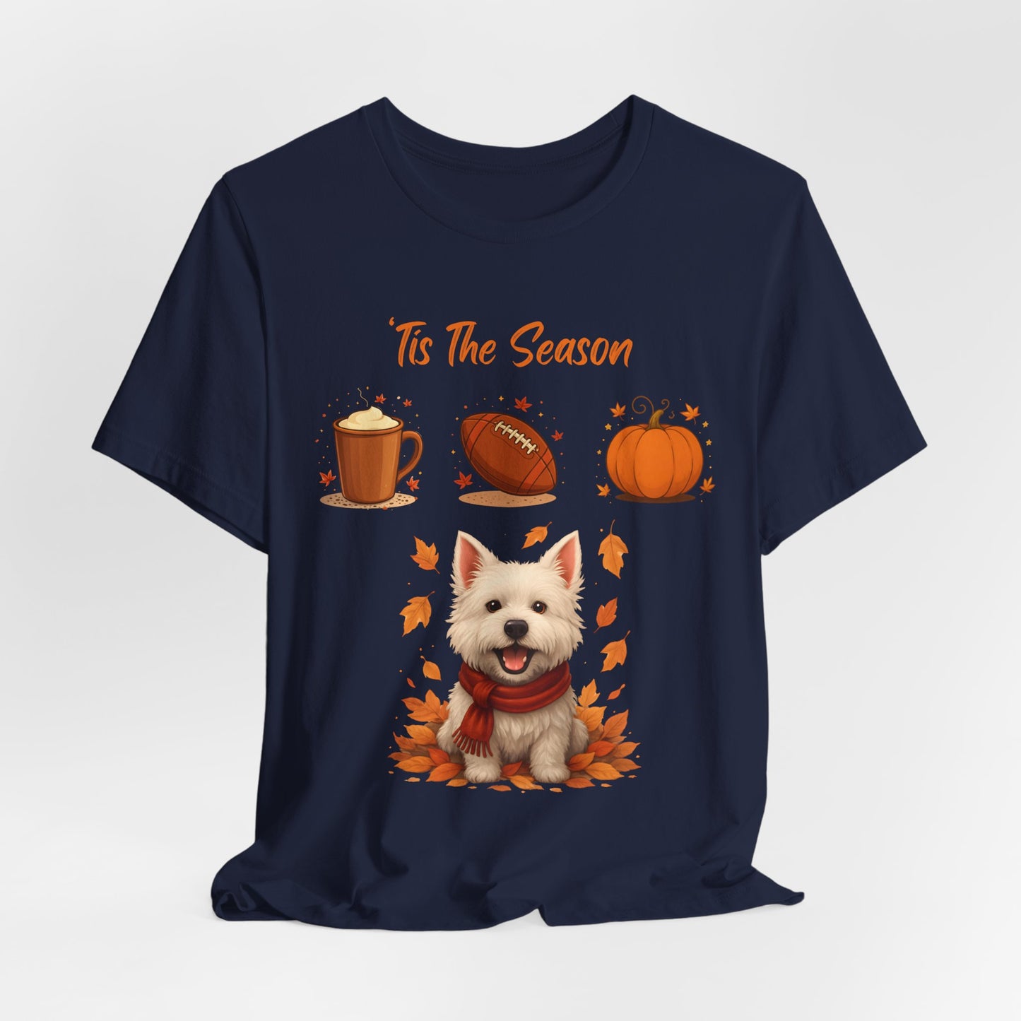 Fall-Themed Pet Lover Tee, Cozy Autumn Short Sleeve Shirt, Cute Dog Graphic T-Shirt, Comfortable Casual Tee, Ideal for Thanksgiving